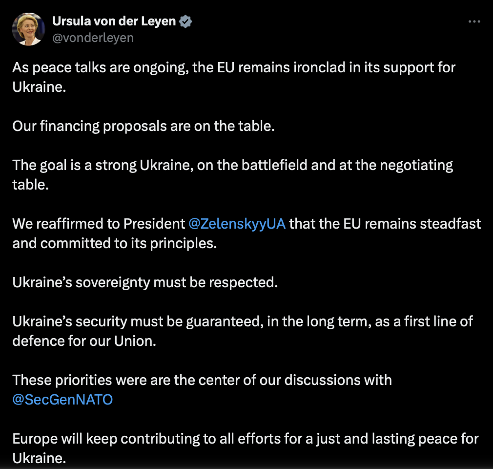 Фон дер Ляєн заявила, що безпека України має бути гарантована як «перша лінія оборони» ЄС - фото №