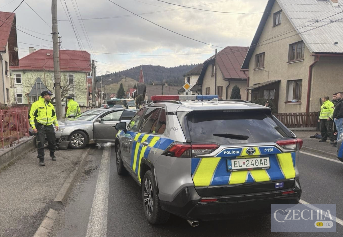 Патрульний автомобіль поліції Словаччини під час оформлення дорожнього інциденту.