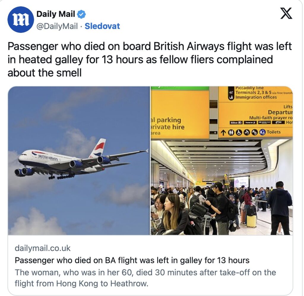 Пасажирка померла на борту British Airways: тіло 13 годин пролежало на підлозі з підігрівом - фото №
