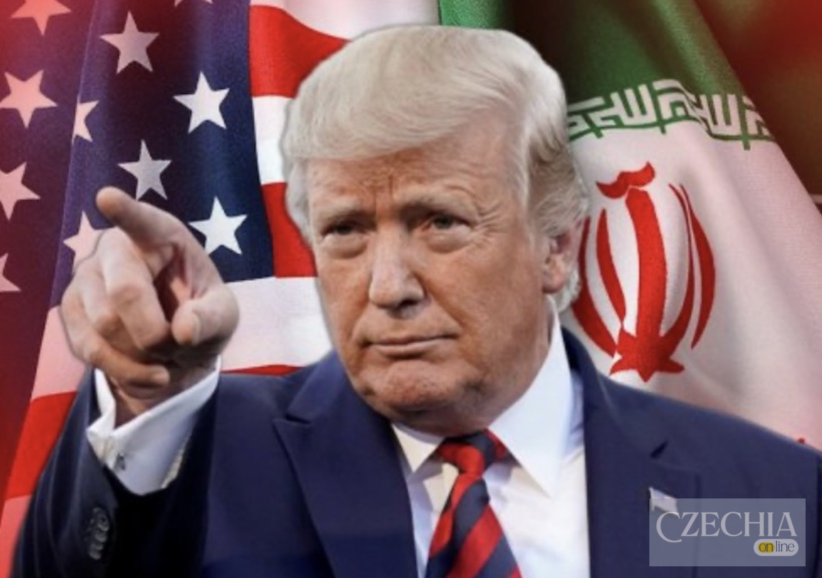 Переговори замість ракет Дональд Трамп вказує пальцем на фоні прапорів США та Ірану. Матеріал про зупинку військових ударів та падіння цін на нафту.