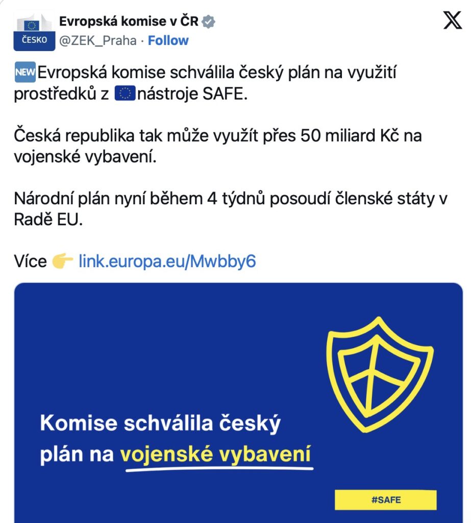 Чехія отримає 50 мільярдів крон від ЄС на закупівлю систем ППО та дронів - Новини Чехії, Світ. Джерело: Українці в Чехії | Чеські новини для українців Чехія отримає 50 мільярдів крон від ЄС на закупівлю систем ППО та дронів - фото №