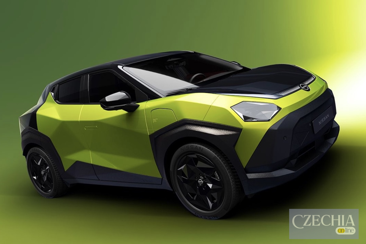 Яскраво-зелений із чорним кросовер третього покоління Nissan Juke. Фото до статті про новий електромобіль.