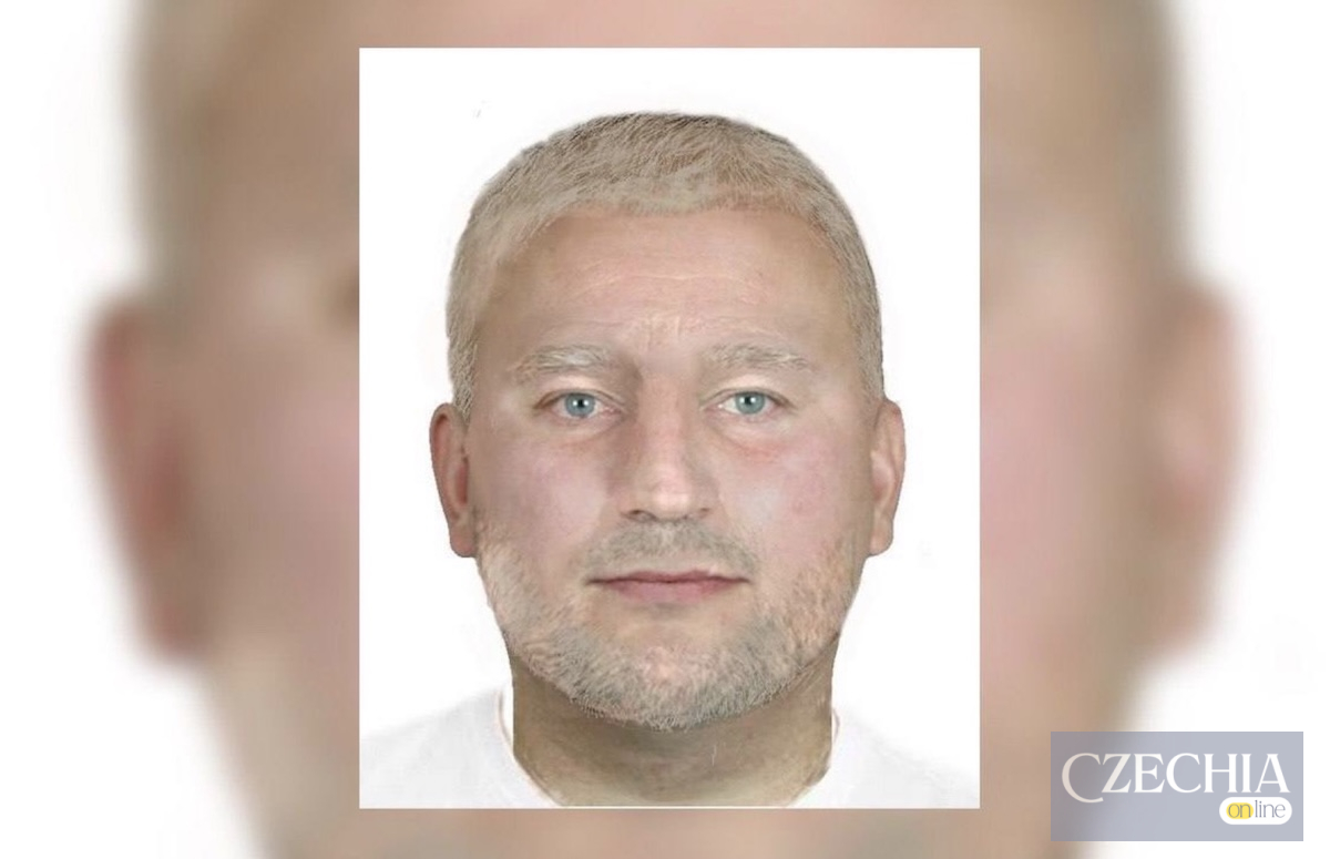 Фоторобот розшукуваного чоловіка зі світлим волоссям і щетиною. Поліція Праги.