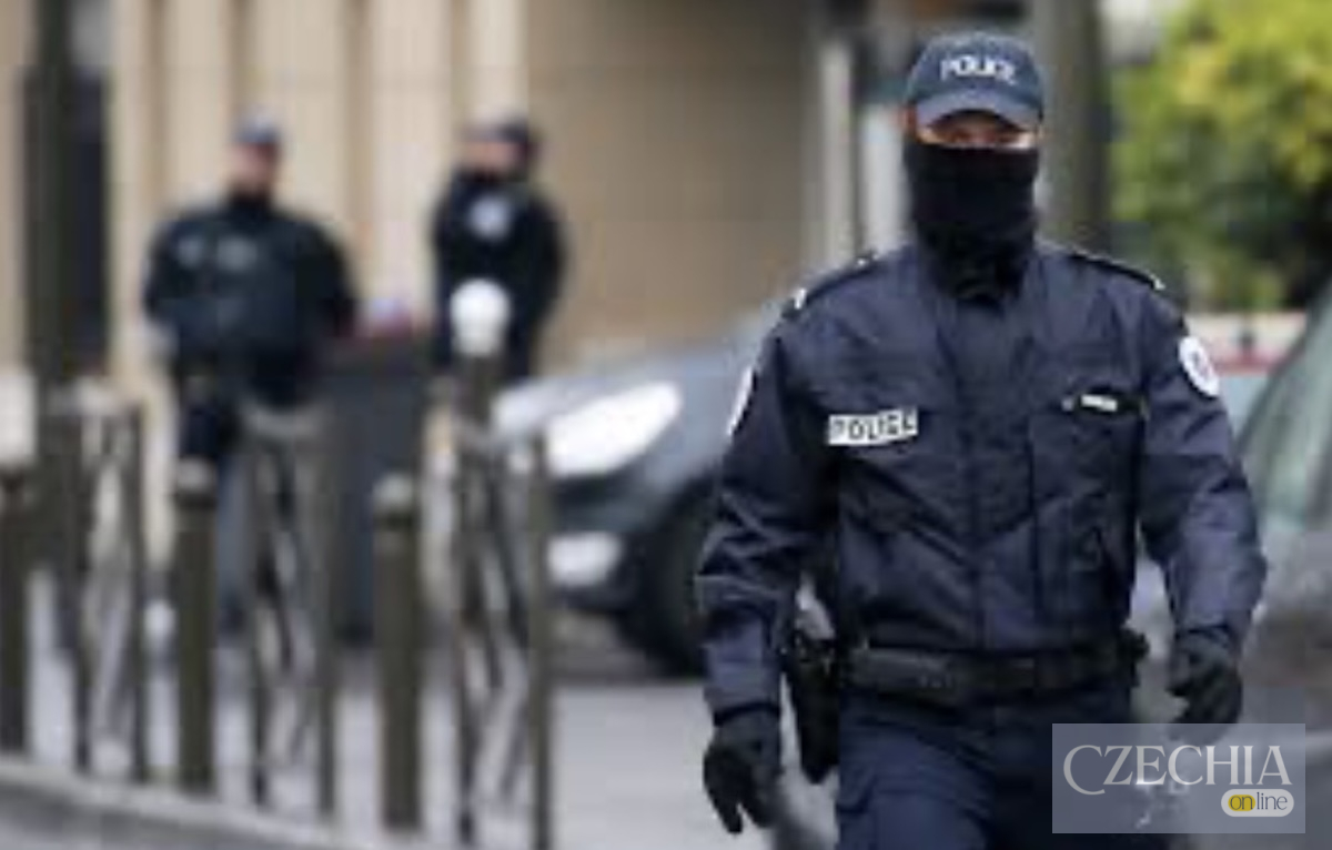 Поліція Франції Поліцейський у формі та масці патрулює вулицю. Матеріал про затримання педофіла у Франції після стріму.