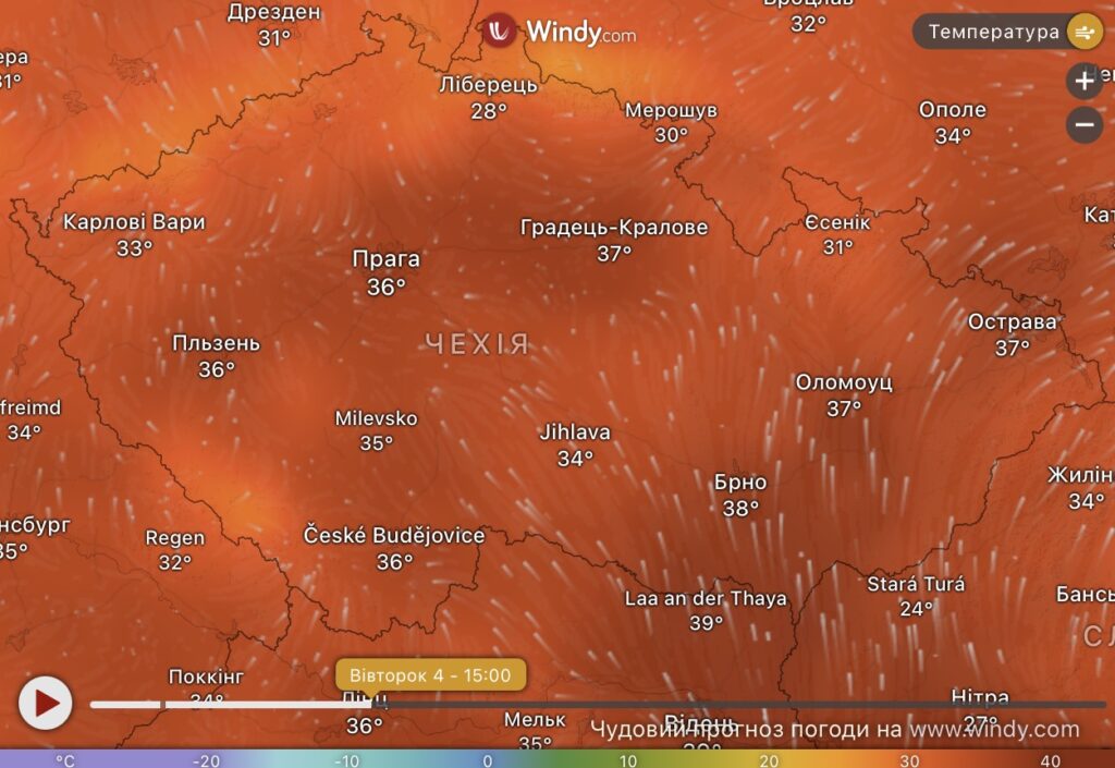 Спека в Чехії до +40°C — холодний фронт принесе грози та похолодання - фото №1