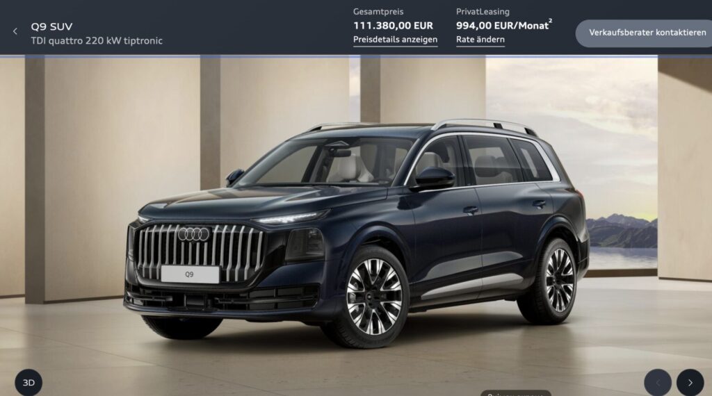 Новий Audi Q9 у Німеччині стартує дорожче за BMW X7 і Mercedes GLS - фото №