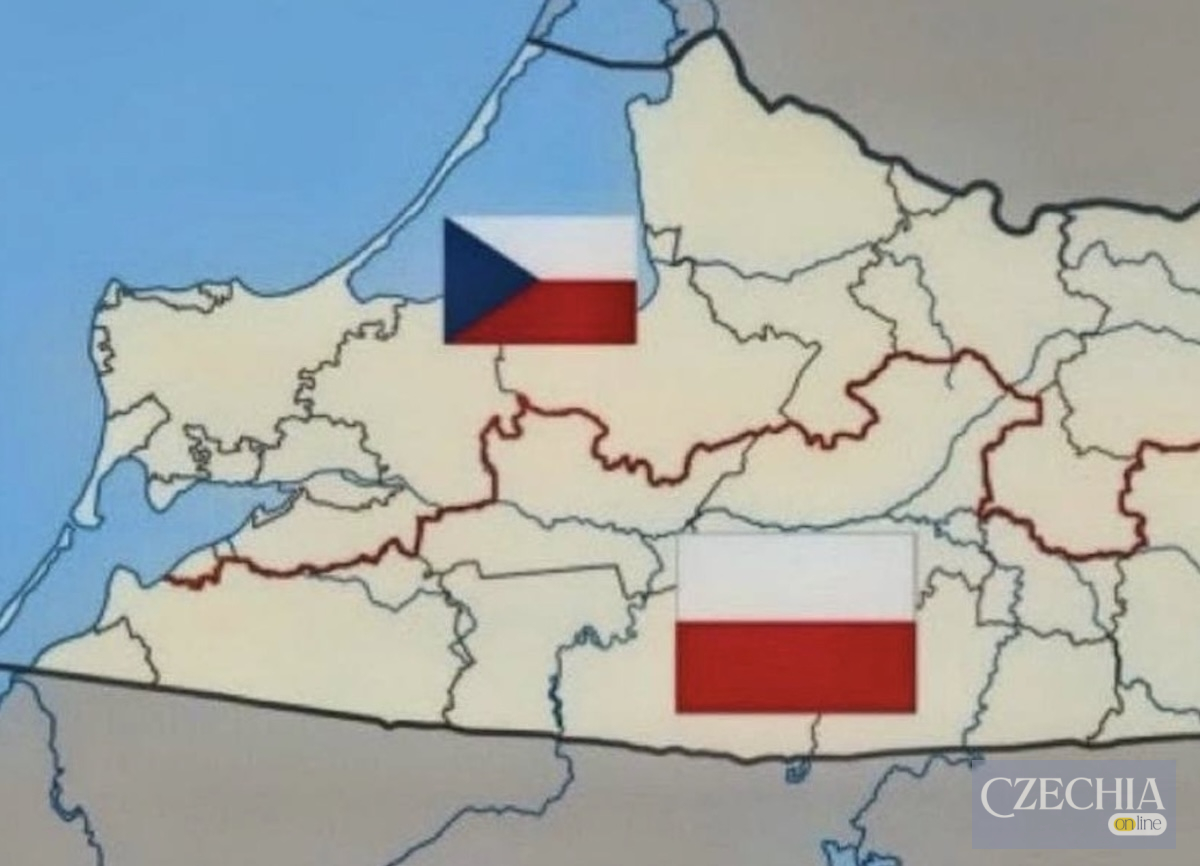 Жартівлива карта поділу Калінінградської області між Чехією та Польщею